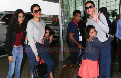 Photos: Sushmita Sen Snapped With Her Cute Daughters At Airport
