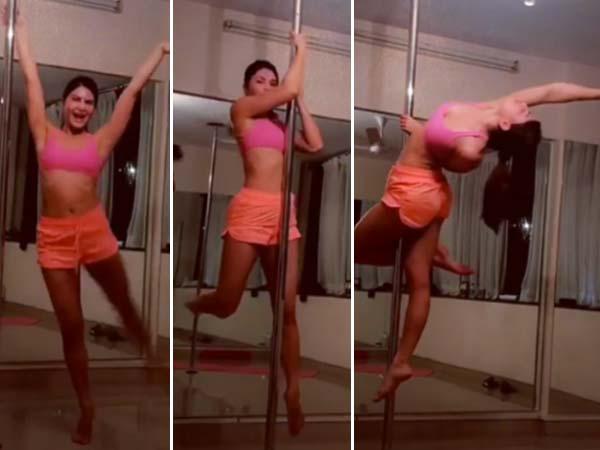 Is Jacqueline Fernandez learning pole dance? 