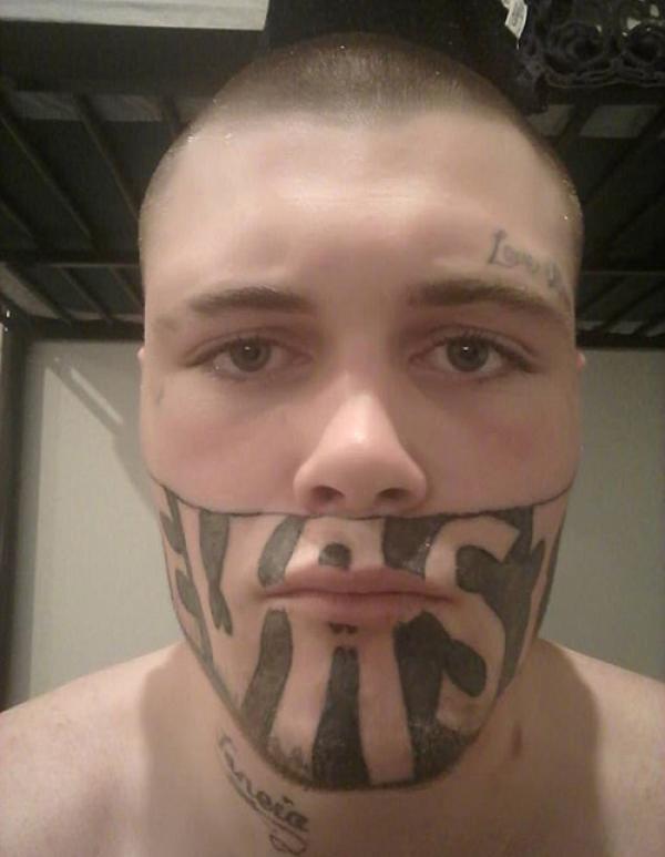 This Guy Cant Find A Job Thanks To The DEVAST8 Tattoo Across His Face And We Clearly See Why 