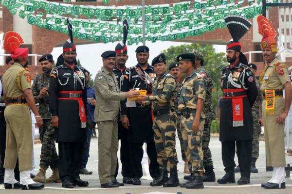 Sweets exchanged at Wagah-Attari border on Pakistan's Independence Day