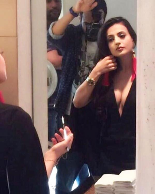 BEHIND THE SCENES - Ameesha Patel shares a picture of her getting ready for a photoshoot 
