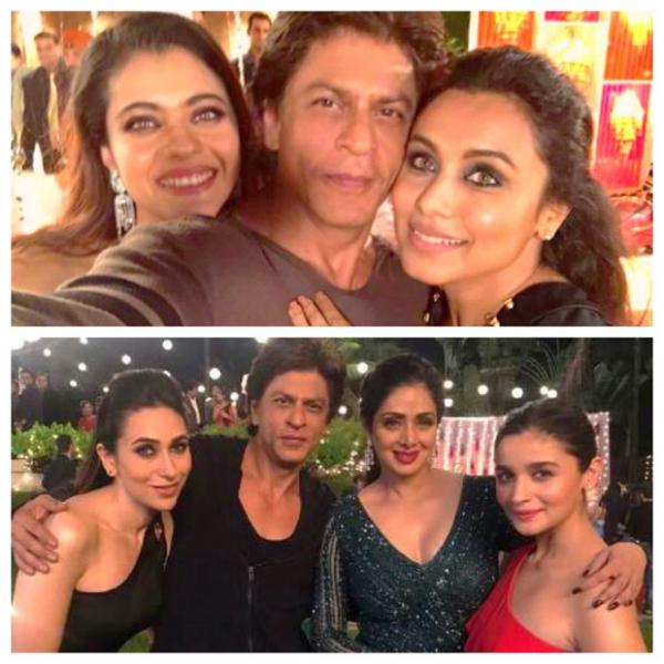  Shah Rukh Khan reunites with Kuch Kuch Hota Hai ladies Kajol and Rani Mukerji; poses with Sridevi, Karisma Kapoor, Alia Bhatt 