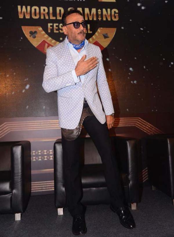 &apos;Apna Bidu&apos; Jackie Shroff Flaunts An Awkward Bag With His Polka-Dotted Suit