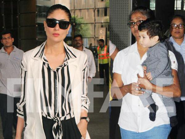 So cute Taimur Ali Khan is twinning in monochrome with mamma Kareena Kapoor Khan in these pictures 