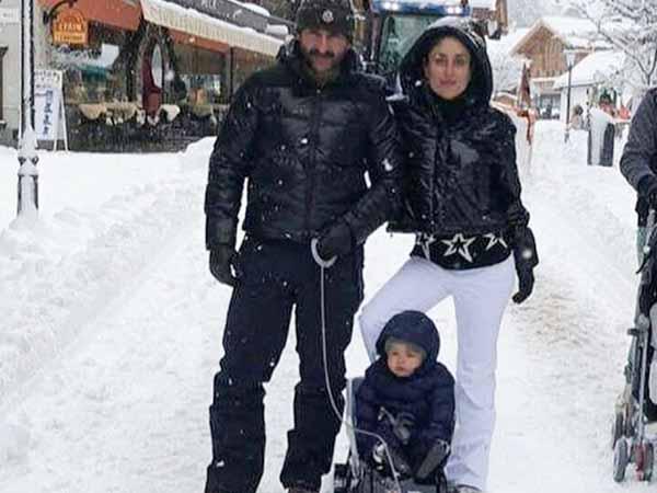 Take a look at Taimur Ali Khan enjoying his first snowfall in Switzerland 