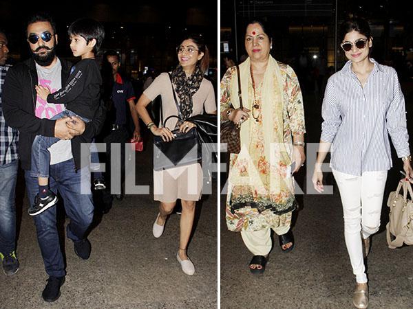 Shilpa Shetty Kundra Raj Kundra Shamita Shetty and family spotted at the airport 