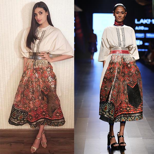 Fashion pick of the day: Athiya Shetty makes a perfect recipe for fashion lovers with her zany AF metallic skirt and a neutral shirt