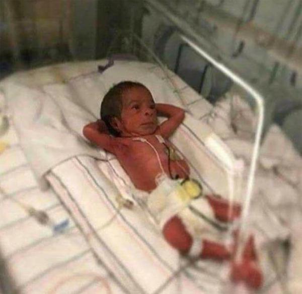 Photo: This newborn baby's 'swag' pose goes viral