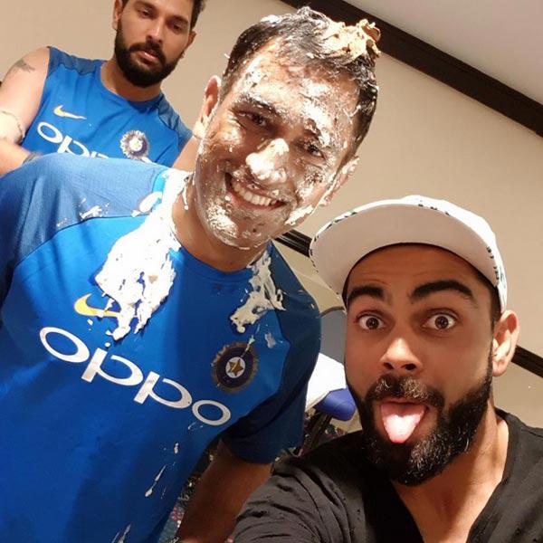 Cake Face! MS Dhoni celebrates birthday in style