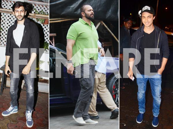 Spotted: Aayush Sharma Kartik Aaryan and Rohit Shetty out and about 