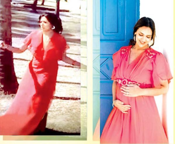 Pregnant Esha Deol flaunts baby bump in red gown similar to mom Hema Malini's
