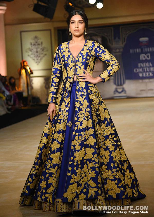 Bhumi Pednekar twirls in an enchanting blue creation as a muse for Reynu Tandon – View ICW 2017 Pics