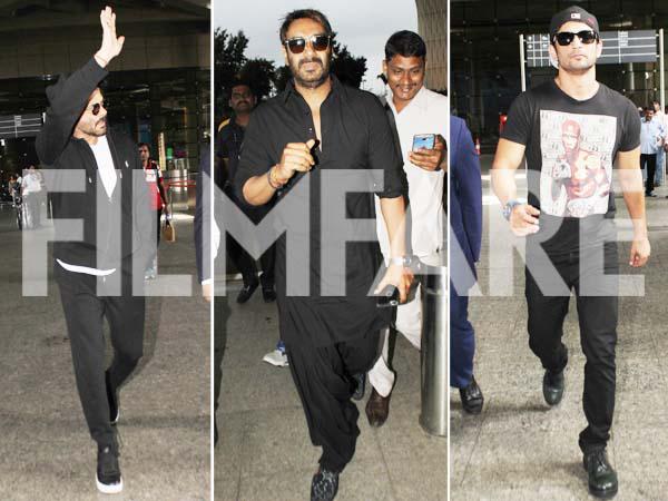 Ajay Devgn Sushant Singh Rajput and Anil Kapoor spotted travelling in all black attire 