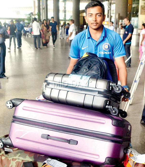 Mumbai batsman Prithvi Shaw arrives to a quiet reception, but is happy