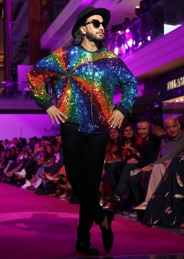  Check out: Ranveer Singh added more sparkle and colour with his rainbow jacket at the Lakme Fashion Week 2017 