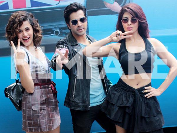 Photos: Varun Dhawan Jacqueline Fernandez and Taapsee Pannu have some crazy fun at the trailer launch of Judwaa 2 trailer 