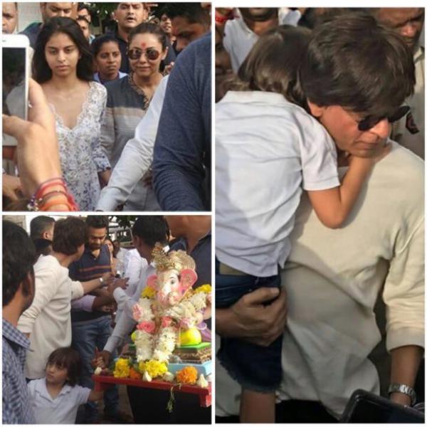  WATCH: Shah Rukh Khan, Suhana Khan, AbRam, Gauri Khan bid adieu to bappa during Ganpati Visarjan 