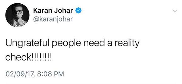 Did Karan Johar just call Kangana Ranaut UNGRATEFUL? Read tweet