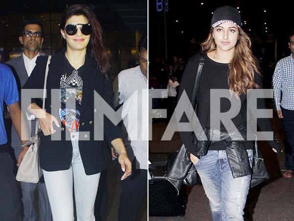 Jacqueline Fernandez and Sonakshi Sinha make stylish appearances at the airport 