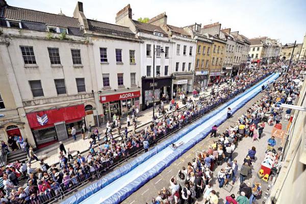 Video: Street in UK becomes giant water slide