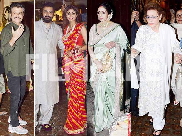 Raj Kundra Shilpa Shetty Sridevi and other stars attend Karva Chauth bash at Anil Kapoors residence 