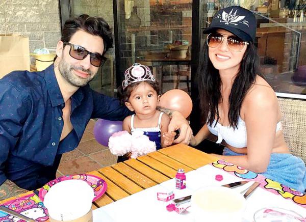 Sunny Leone and Daniel Weber's daughter Nisha's day out in US