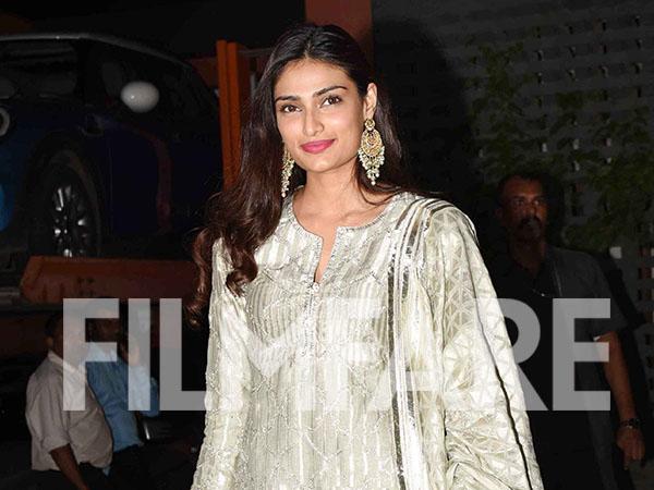 Athiya Shetty goes for a monotone look for Arpita Khans Diwali party 