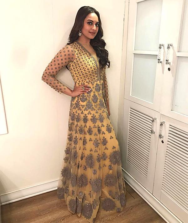 Fashion Pick of the Day: Sonakshi Sinha looks like a ray of sunshine in this Falguni and Shane Peacock creation