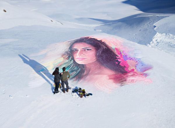 Salman Khan draws a beautiful portrait of Katrina Kaif on a frozen lake