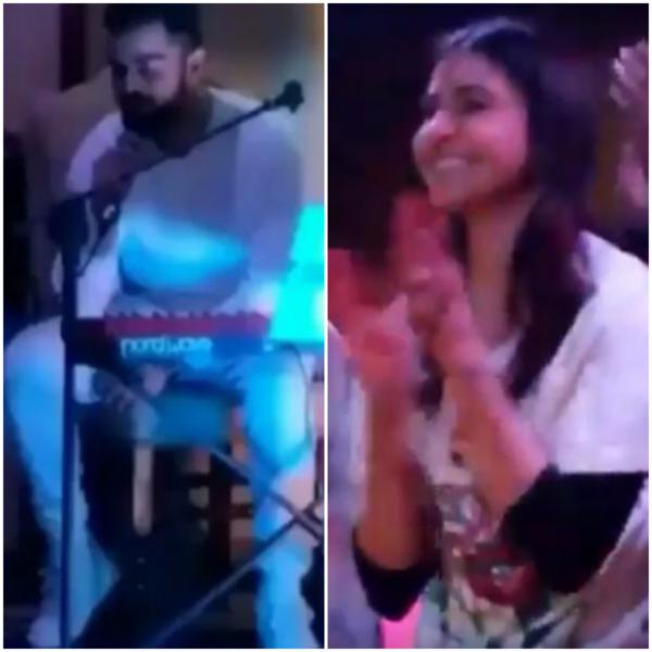  Watch: Anushka Sharma cheers for Virat Kohli as he croons 'Mere Mehboob Qayamat Hogi' for her before their big wedding day! 