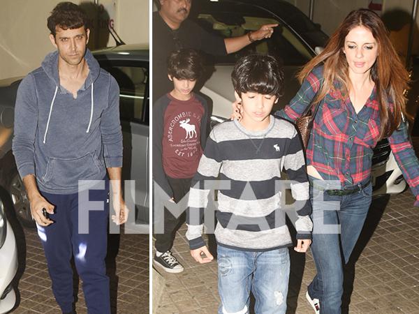 Pictures Hrithik Roshan and Sussanne Khan enjoy a perfect Sunday movie date with their kids 