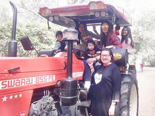 Karisma Kapoor shares a picture of Taimur Ali Khan riding a tractor in Pataudi 