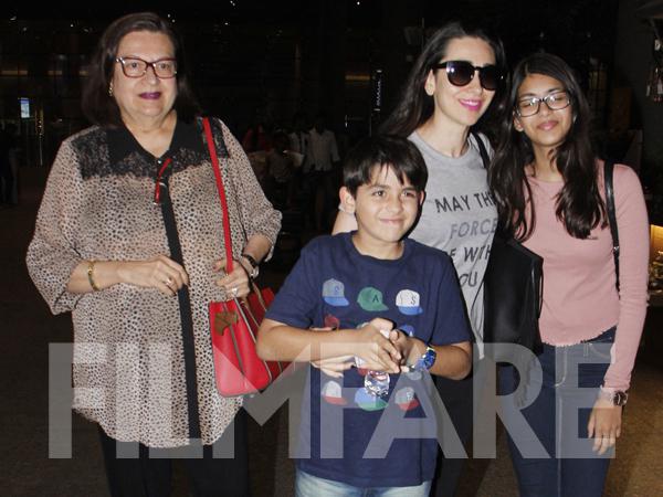 In Pictures: Karisma Kapoor enjoys a dinner date with her kids and mum Babita Kapoor 