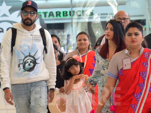 Abhishek Aishwarya and Aaradhya Bachchan reach Mumbai post their Goa trip 